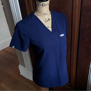 Figs Deep Blue V-Neck Scrub Top